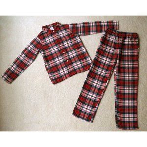 $50 Lands End Kids/Teen 2-pc Red Plaid Soft Flannel Pajama Sleep Set PJs Size 16
